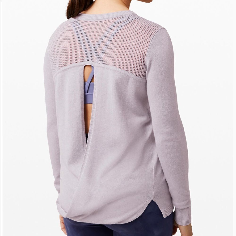 NWT New LULULEMON Back to Balance Open Back Sweater Iced Iris Lavender Purple 6